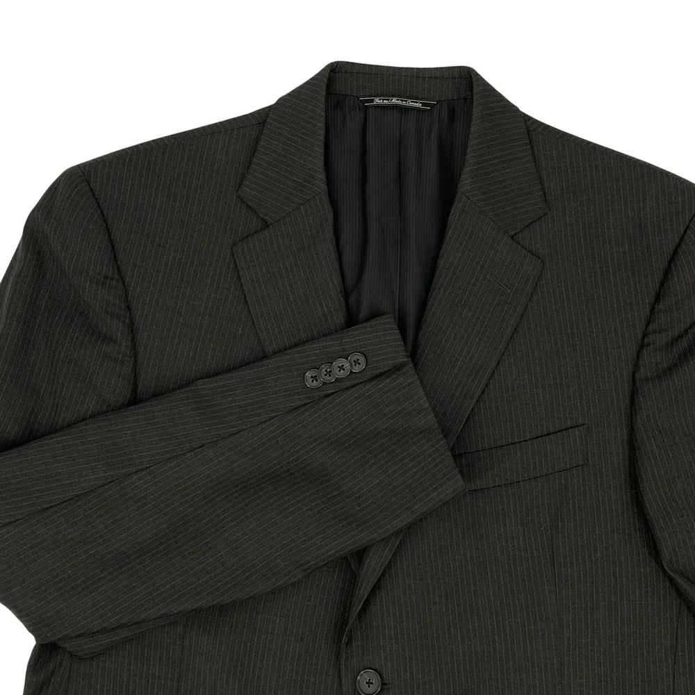 John W. Nordstrom Blazer 42R Gray Pinstripe 2-Button Wool Jacket Loro Piana